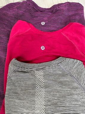 Lululemon 3 Pack BUNDLE Long Sleeve Fitted Running Tops Sz M/L Performance Gear